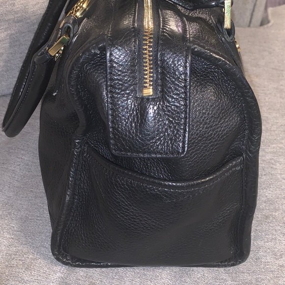 Tory Burch Black Pebbled Leather Satchel with Gold-Tone Logo Purse 👛 - Picture 11 of 17